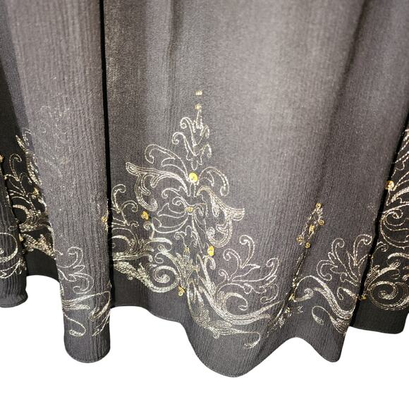 VTG Y2K Maggy London 14 Black Silk Thin Strap Babydoll Embroidered Sequin Dress - Picture 5 of 6